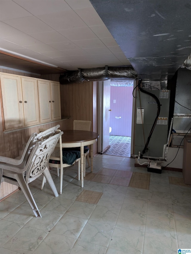 interior space with wooden walls
