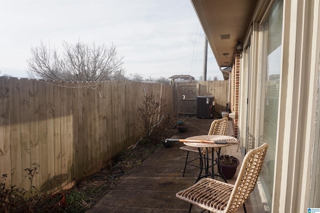 view of patio / terrace featuring central AC unit