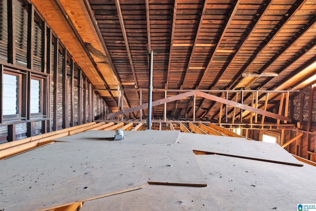 view of unfinished attic