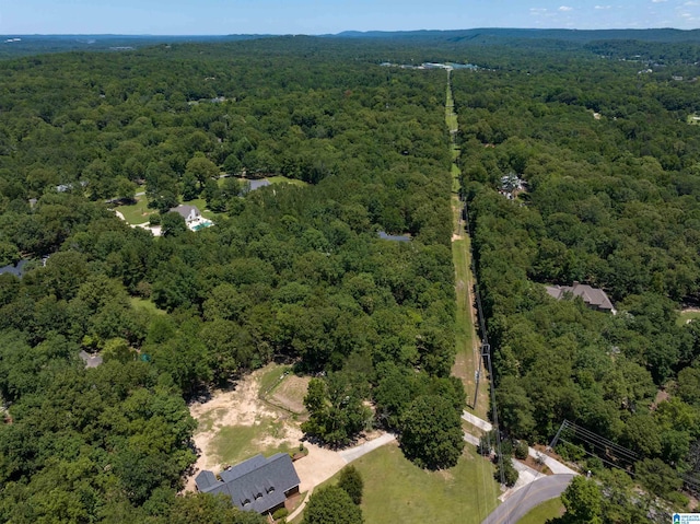 birds eye view of property featuring a forest view