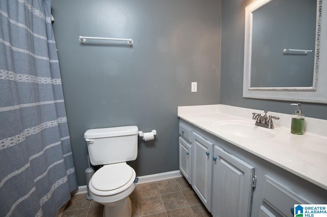 bathroom featuring tile patterned floors, toilet, and vanity