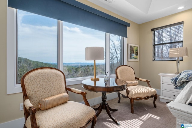 sitting room with plenty of natural light and baseboards