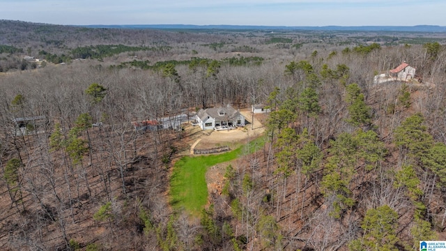 drone / aerial view with a view of trees