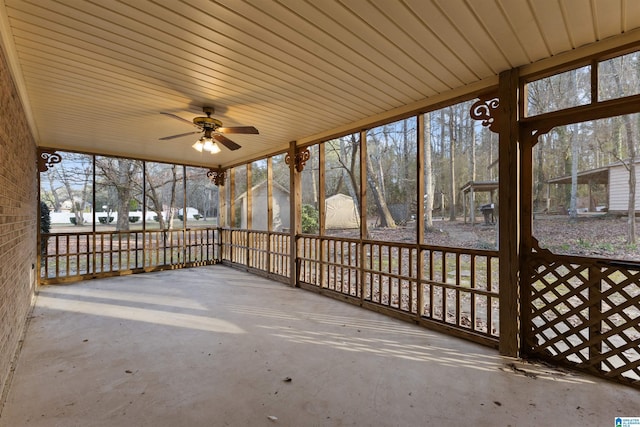 view of unfurnished sunroom