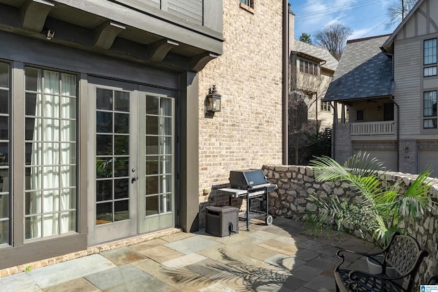 view of patio / terrace with french doors and area for grilling