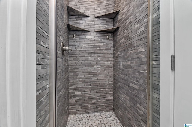 bathroom with a stall shower