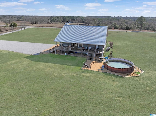 drone / aerial view with a rural view