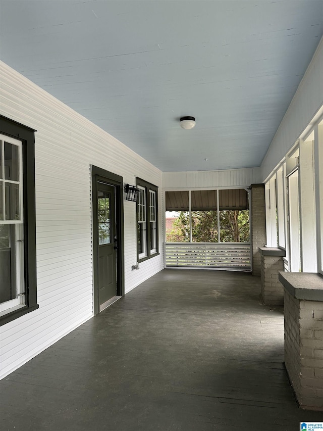 view of unfurnished sunroom