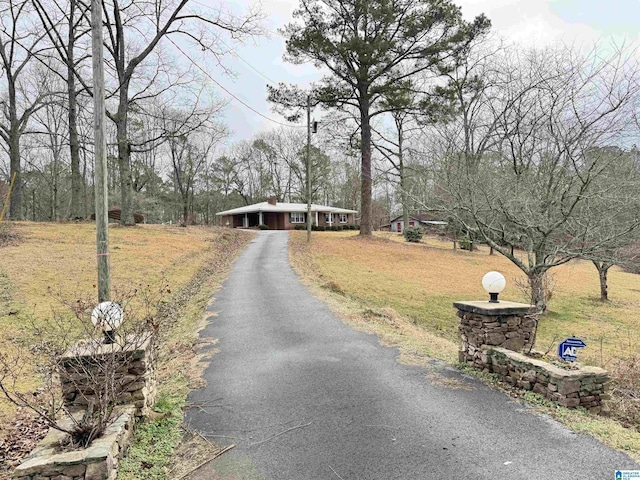 view of road featuring aphalt driveway