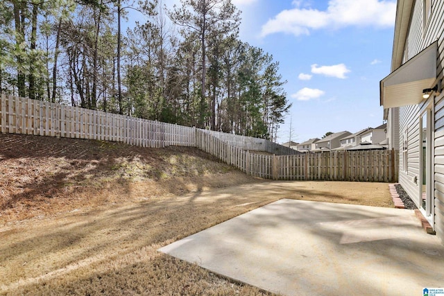 view of yard with a patio and a fenced backyard