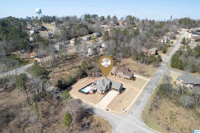 aerial view with a residential view