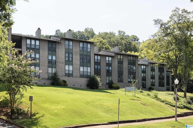 view of property's community featuring a lawn