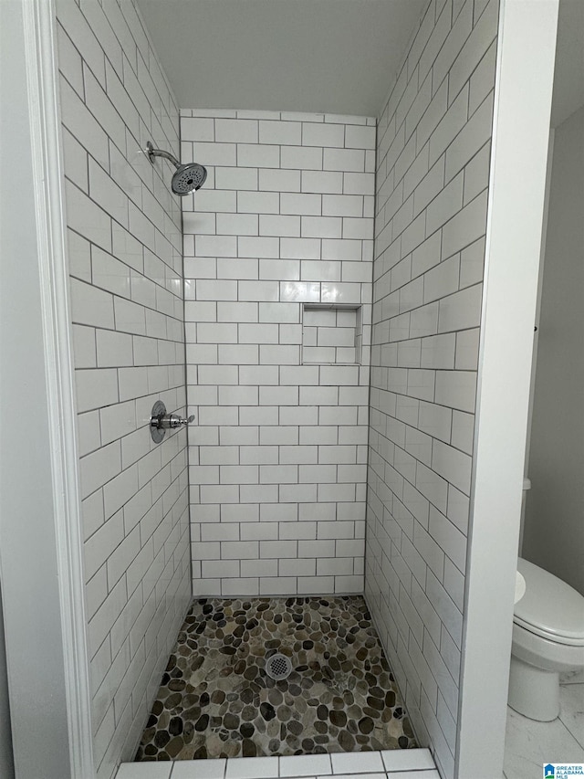 bathroom featuring a shower stall and toilet