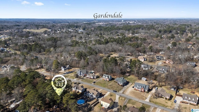 birds eye view of property with a residential view