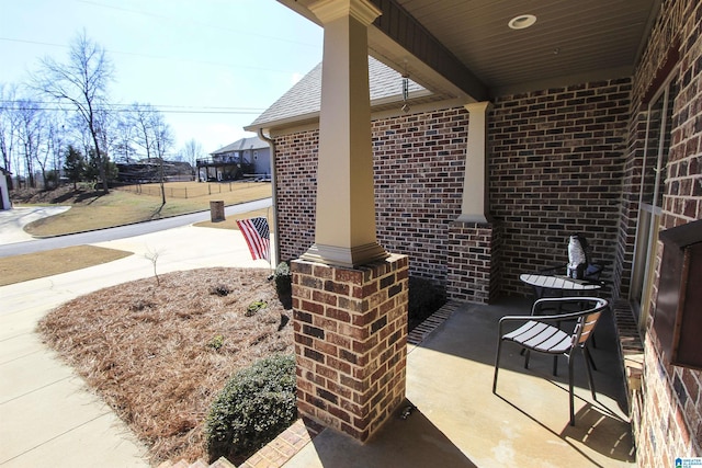 view of patio featuring a porch