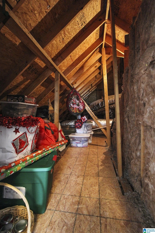 view of unfinished attic