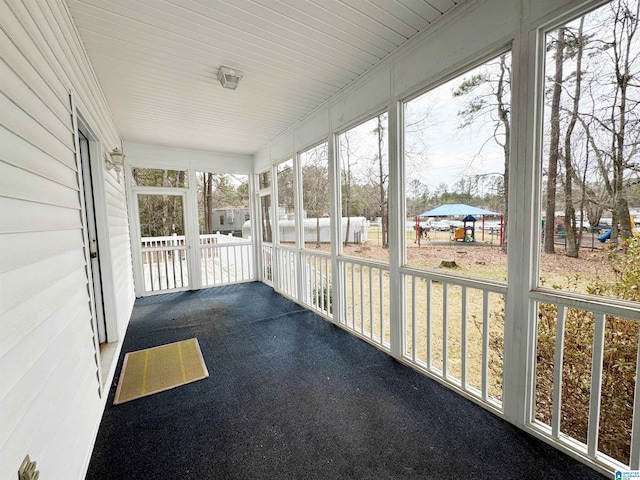 view of unfurnished sunroom