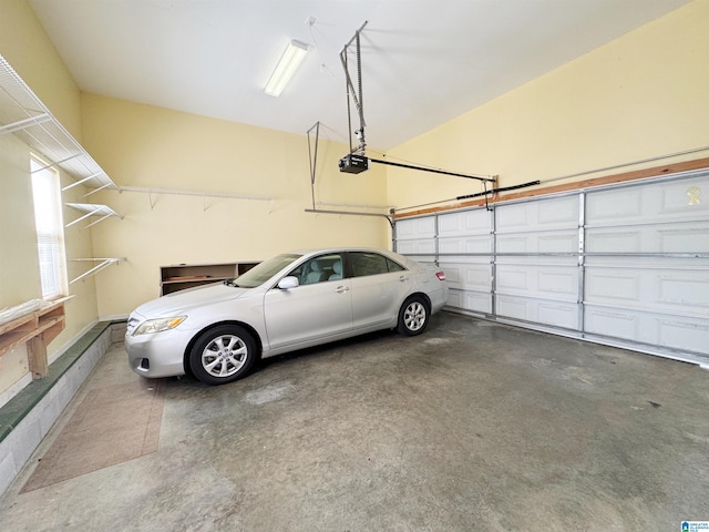 garage with a garage door opener