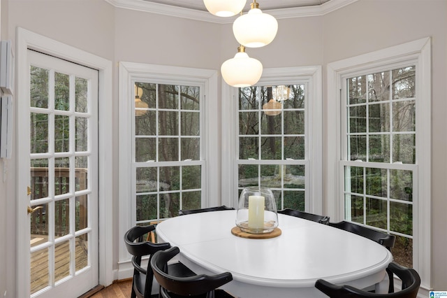 interior space featuring ornamental molding