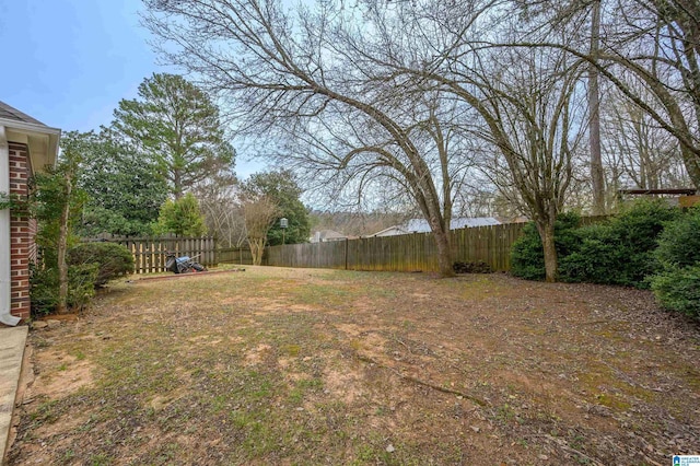 view of yard with a fenced backyard