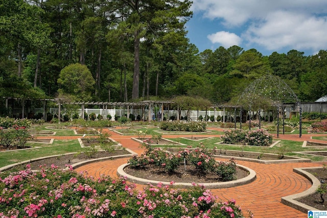 view of property's community featuring fence