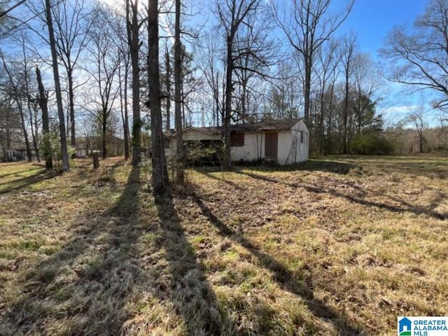 view of yard with an outbuilding