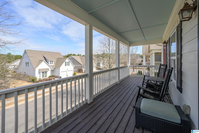 deck with a residential view