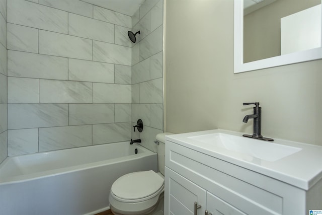 full bathroom with  shower combination, toilet, and vanity