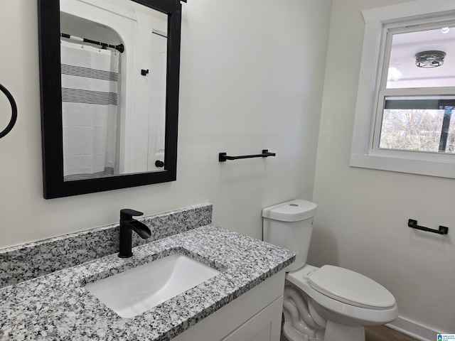 full bathroom featuring toilet and vanity