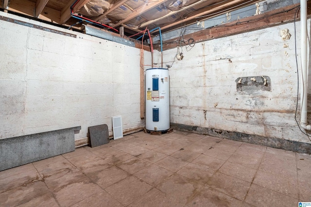 unfinished below grade area with water heater