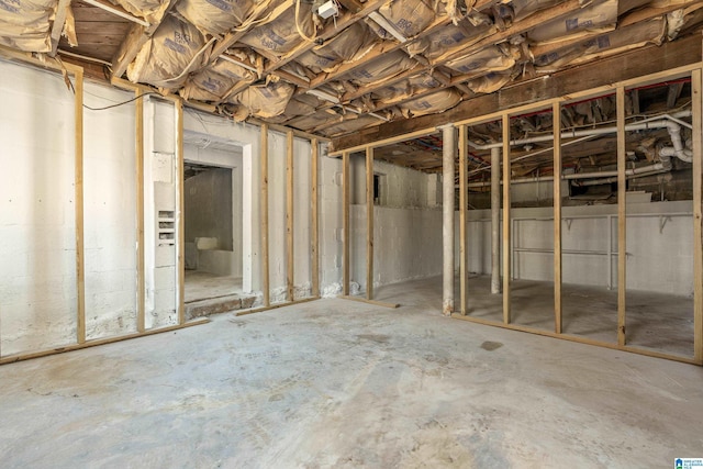 view of unfinished basement