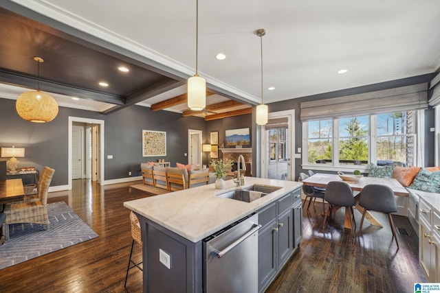 51 Nolen St, Birmingham, AL 35242 - kitchen featuring open floor plan, hanging light fixtures, a sink, and dishwasher