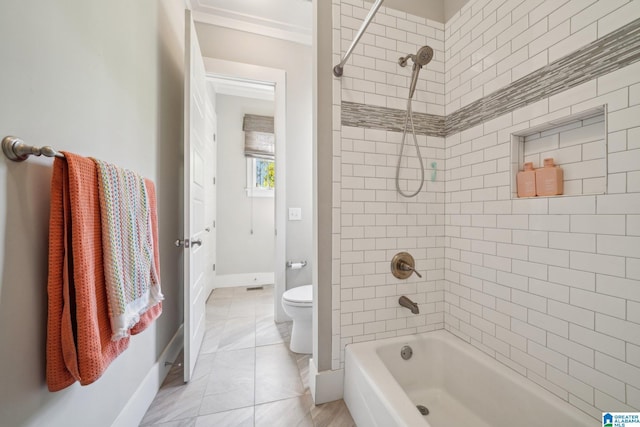 51 Nolen St, Birmingham, AL 35242 - bathroom featuring baseboards,  shower combination, toilet, and tile patterned floors