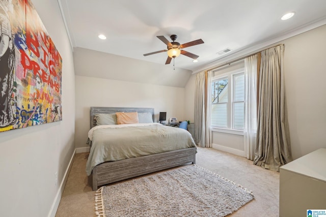 51 Nolen St, Birmingham, AL 35242 - bedroom featuring recessed lighting, light carpet, vaulted ceiling, and baseboards
