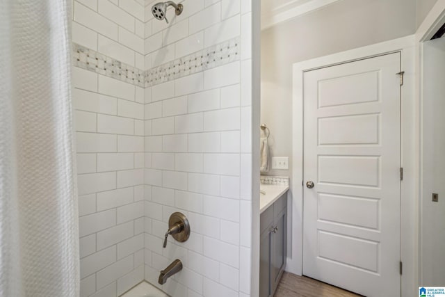 51 Nolen St, Birmingham, AL 35242 - bathroom with wood finished floors, vanity, and shower / bathtub combination with curtain