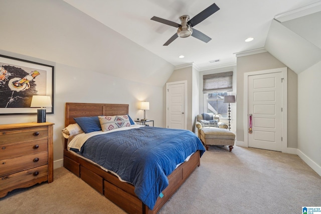51 Nolen St, Birmingham, AL 35242 - bedroom featuring lofted ceiling, visible vents, baseboards, and light colored carpet