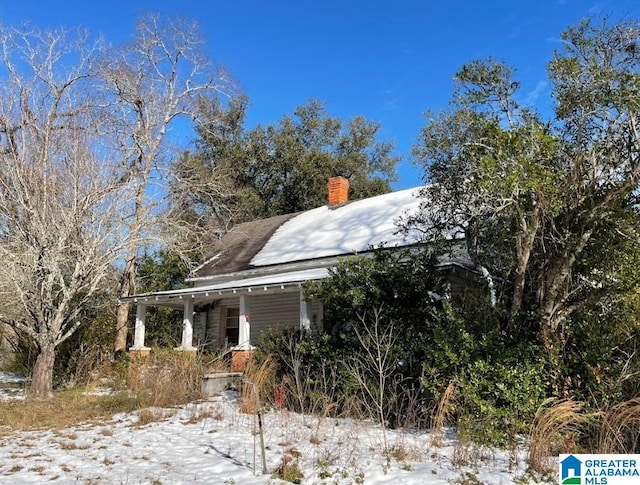 exterior space with a chimney