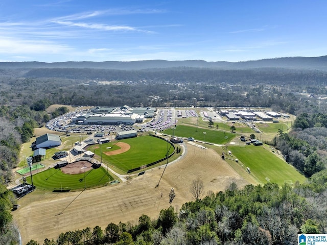 birds eye view of property with a mountain view