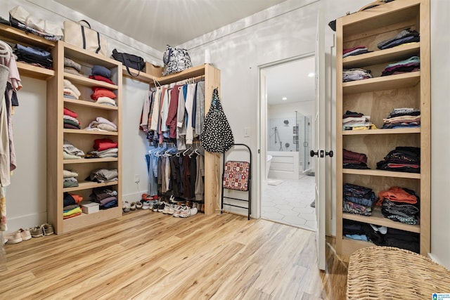 spacious closet with light wood-style floors