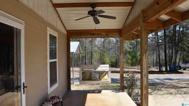 view of patio featuring a ceiling fan