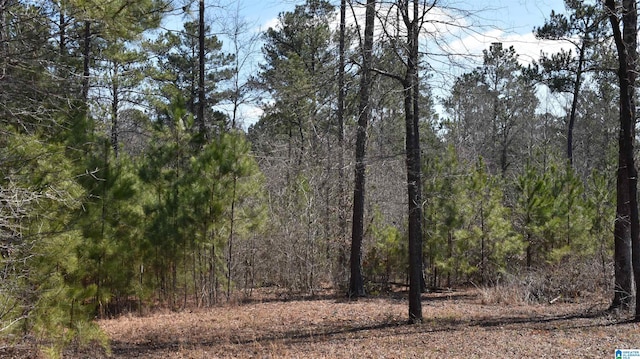 view of landscape featuring a wooded view