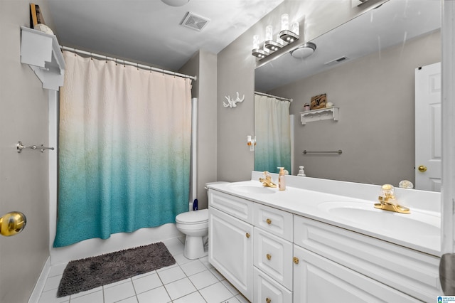 full bathroom with visible vents, a sink, and tile patterned floors