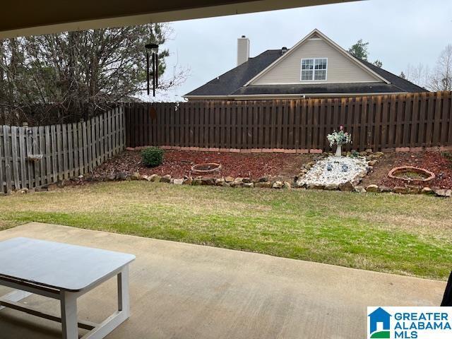 view of yard featuring a fenced backyard and a patio