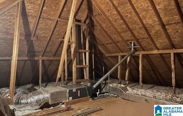 view of unfinished attic