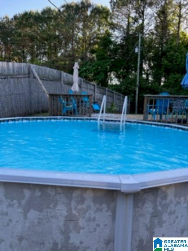 view of swimming pool with fence and a fenced in pool