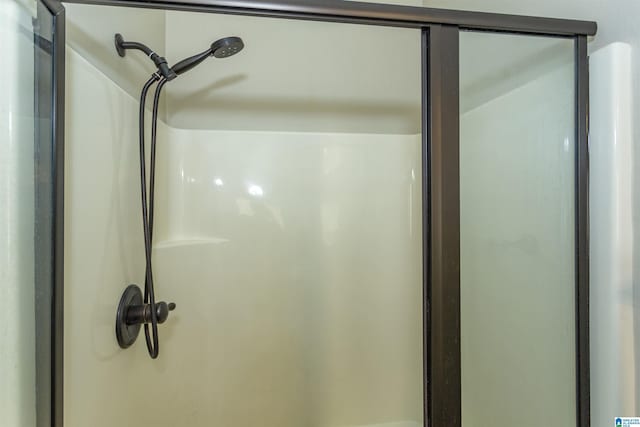 interior space with a stall shower