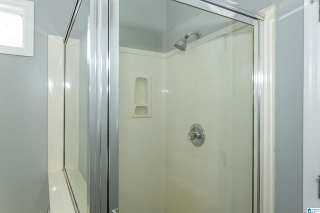 bathroom featuring a shower stall