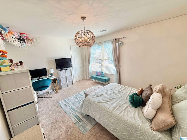 carpeted bedroom with visible vents