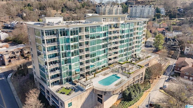 birds eye view of property featuring a view of city