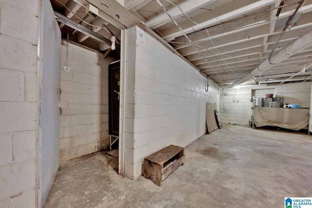 view of unfinished basement